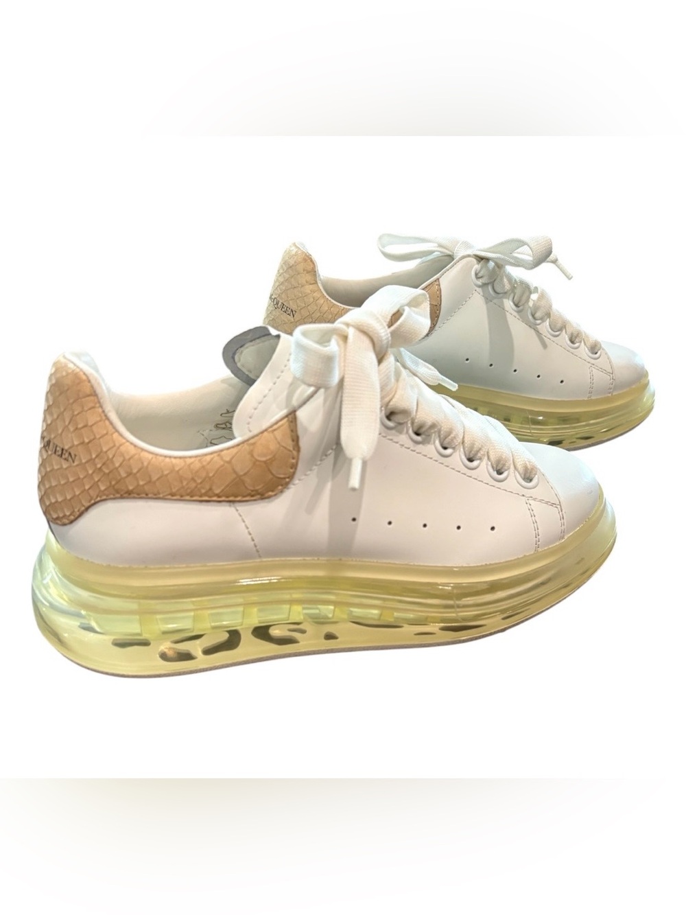 Alexander McQueen Oversized Clear Sole Sneakers White Beige EU 35.5 $750